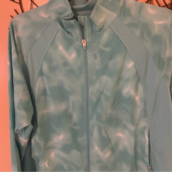 Athleta run with it jacket turquoise pool print size 1X - Picture 4 of 10
